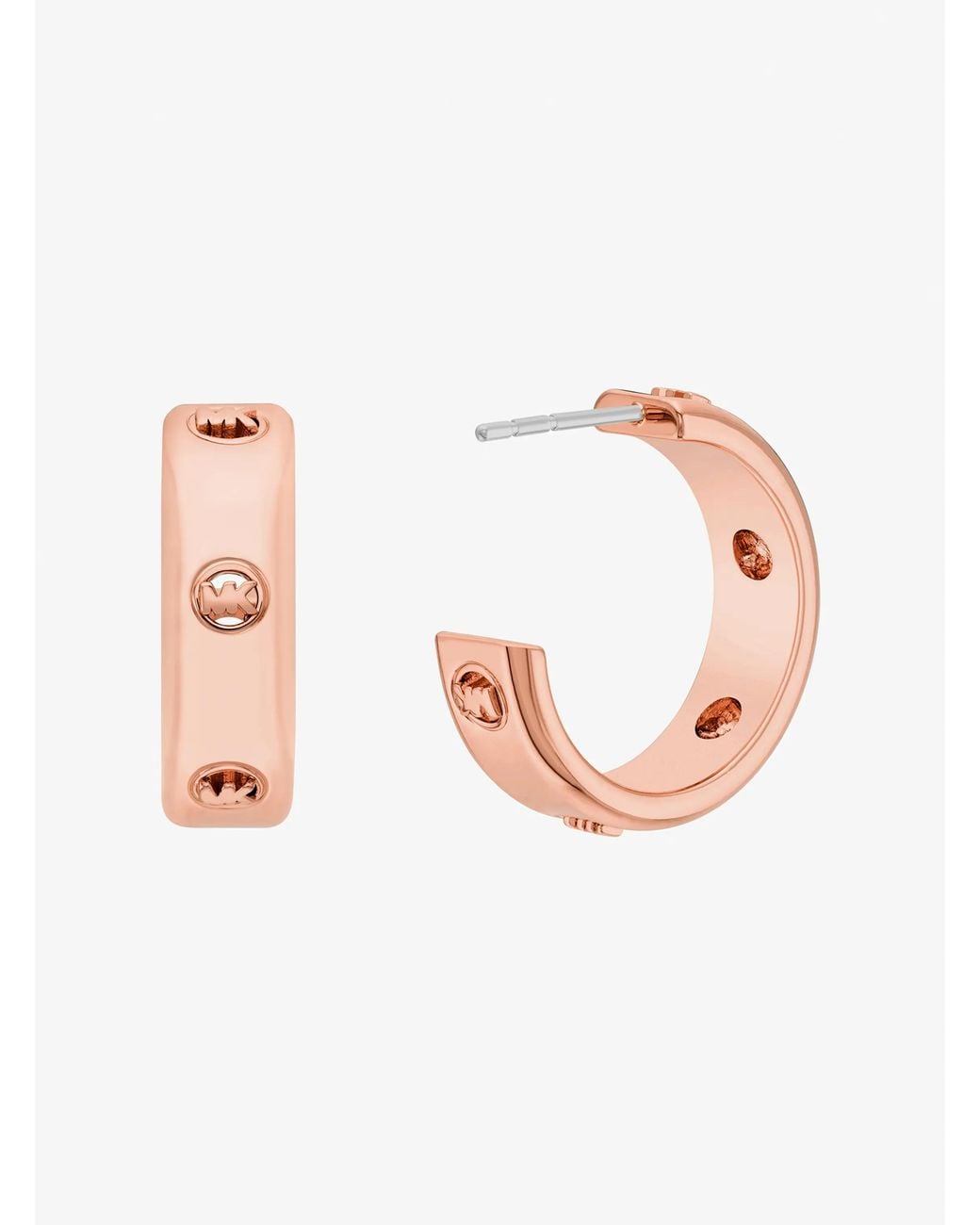 Michael Kors Pink Logo Huggie Earrings