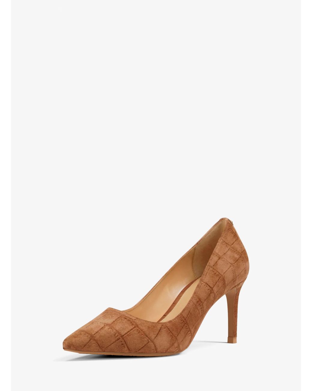 MICHAEL Michael Kors White Mk Alina Flex Crocodile Embossed Suede Pump