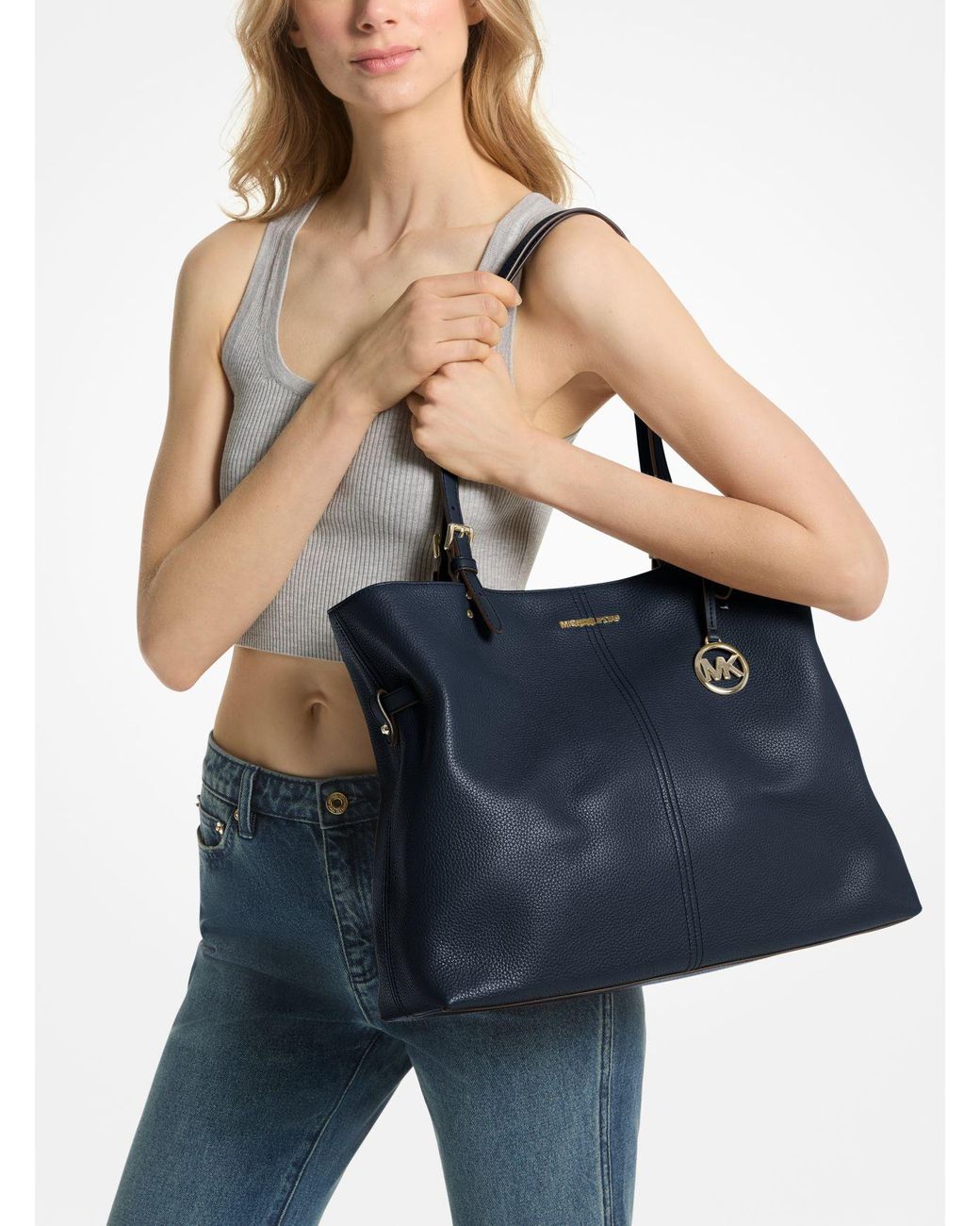 MICHAEL Michael Kors Lenox Large Leather Tote Bag in Blue Lyst UK