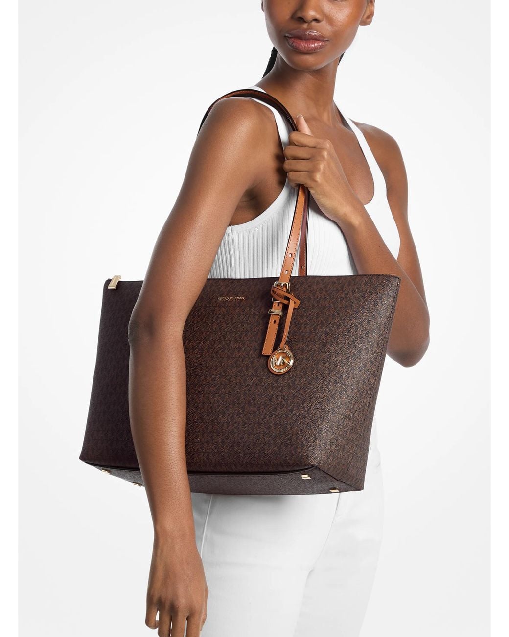 MICHAEL Michael Kors Brown Quinn Large Signature Logo Tote Bag