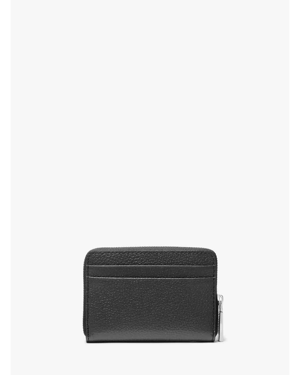 MICHAEL Michael Kors White Mk Jet Set Small Pebbled Leather Zip-Around Card Case