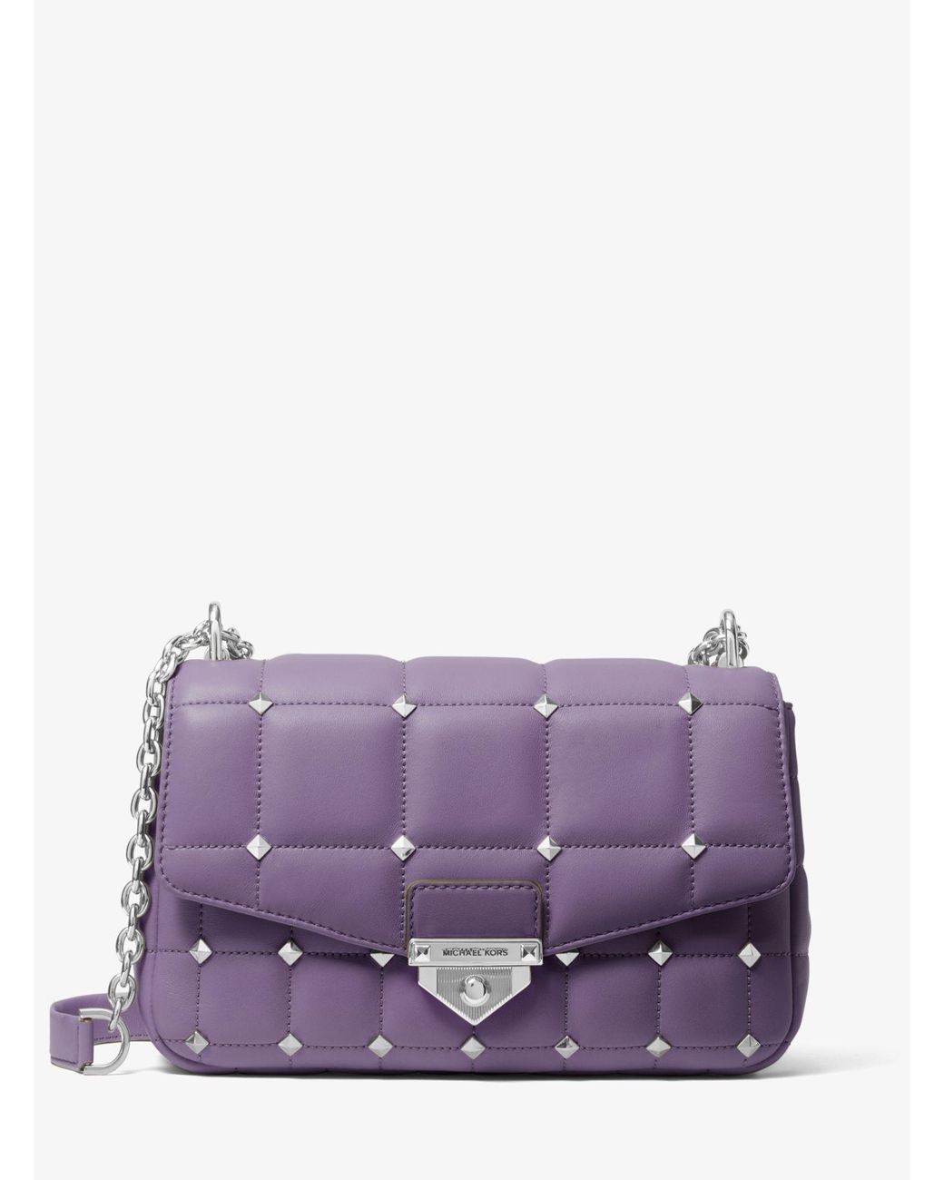 Michael Kors Soho Large Studded Quilted Leather Shoulder Bag in Purple ...