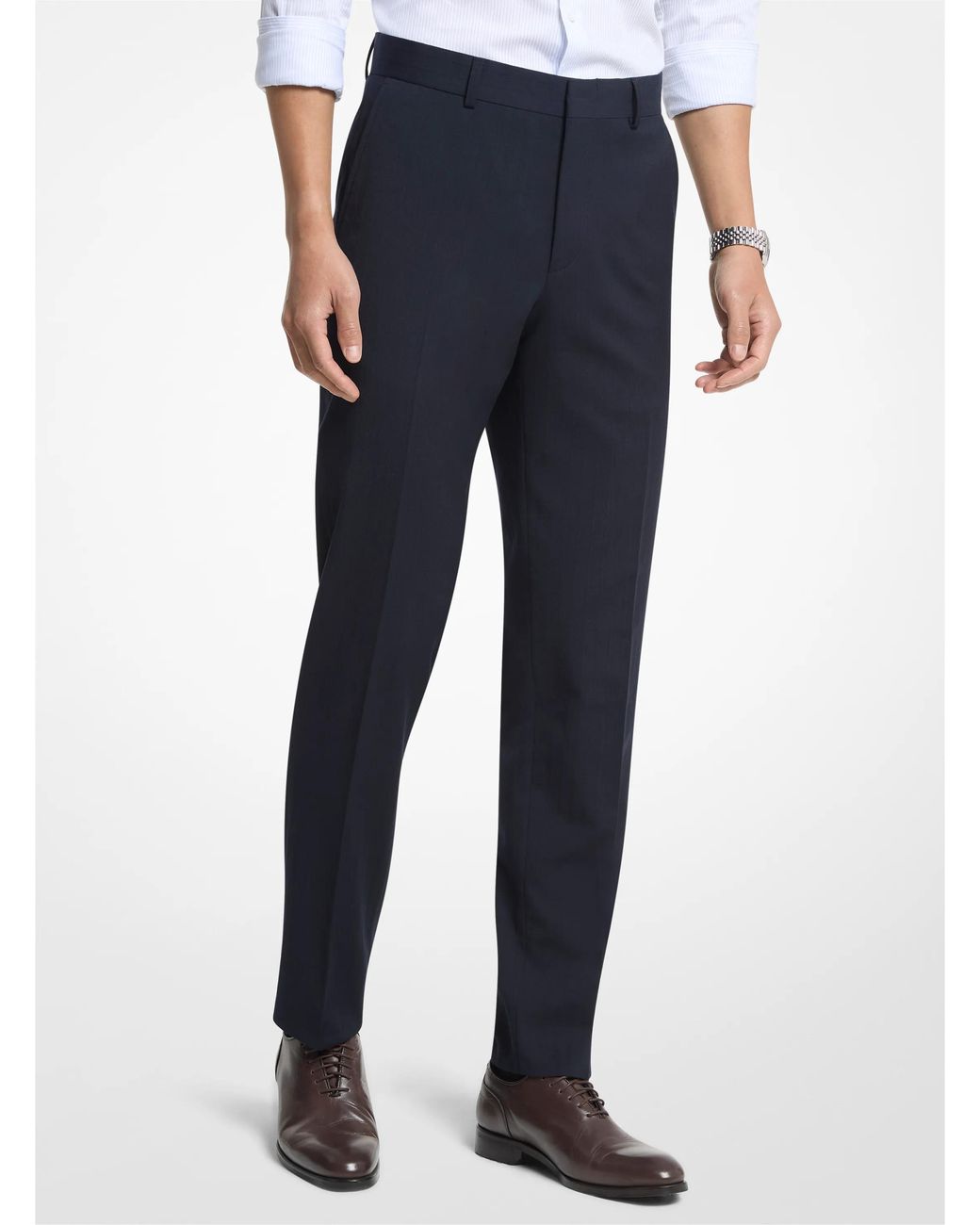 Michael Kors Blue Mk Slim-Fit Dobby Stripe Trousers for men