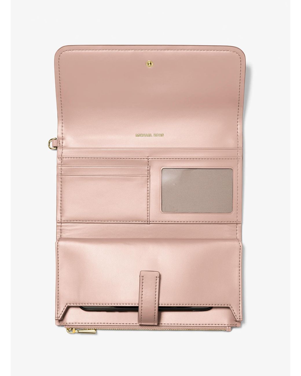 MICHAEL Michael Kors Pink Mk Jet Set Medium Pebbled Leather Smartphone Wristlet
