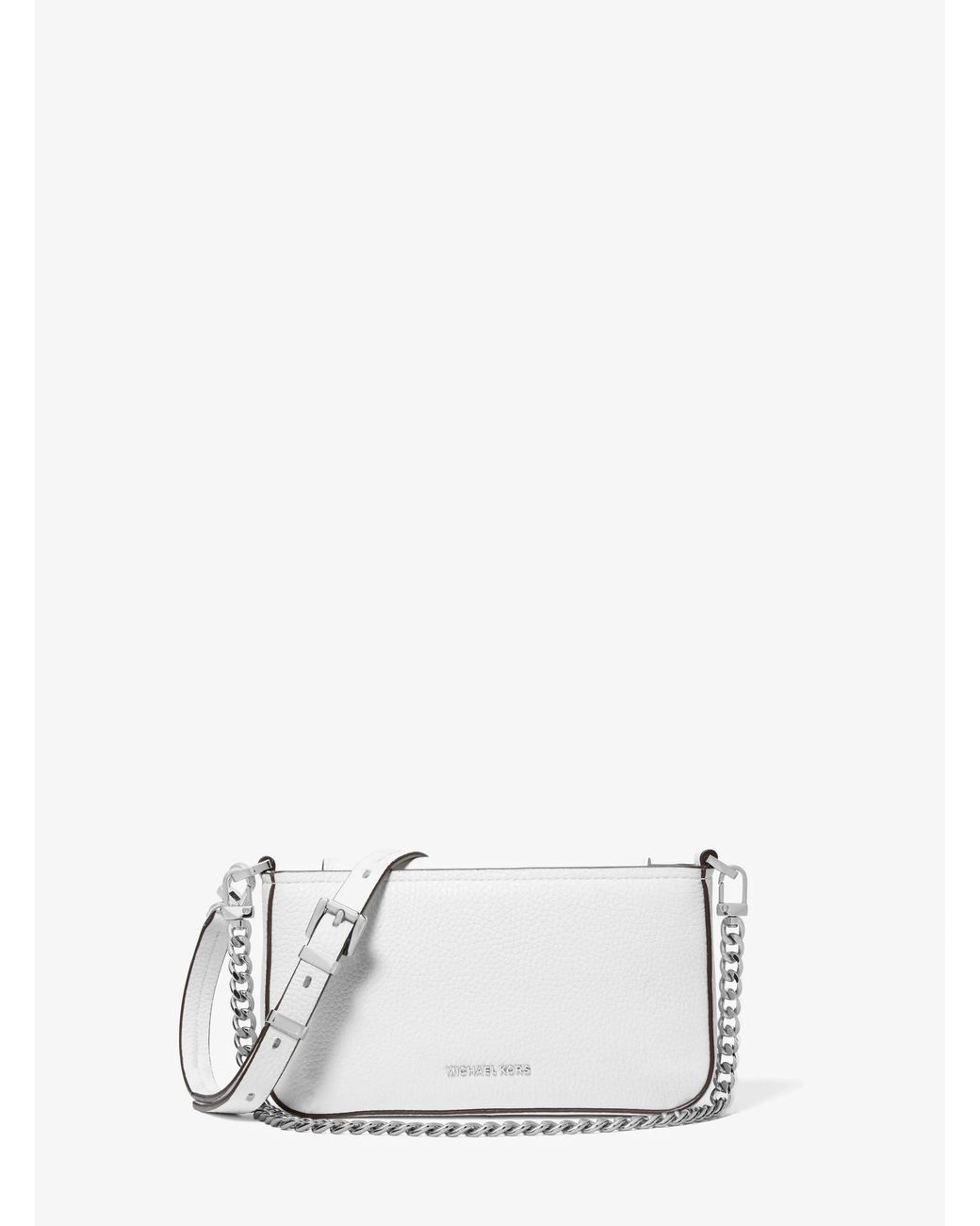 MICHAEL Michael Kors White Bryant Small Pebbled Leather Convertible Pochette