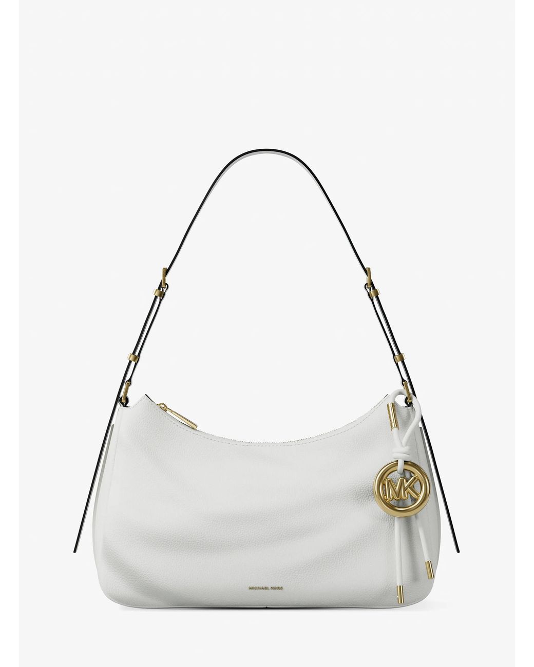 MICHAEL Michael Kors White Mk Nolita Medium Pebbled Leather Shoulder Bag