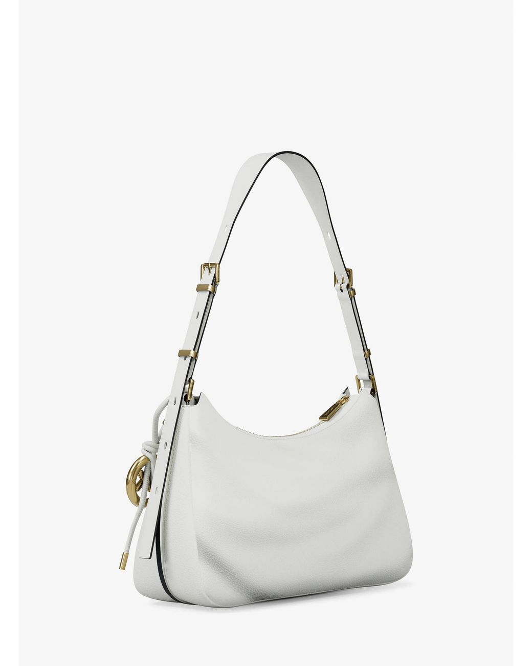 MICHAEL Michael Kors White Mk Nolita Medium Pebbled Leather Shoulder Bag