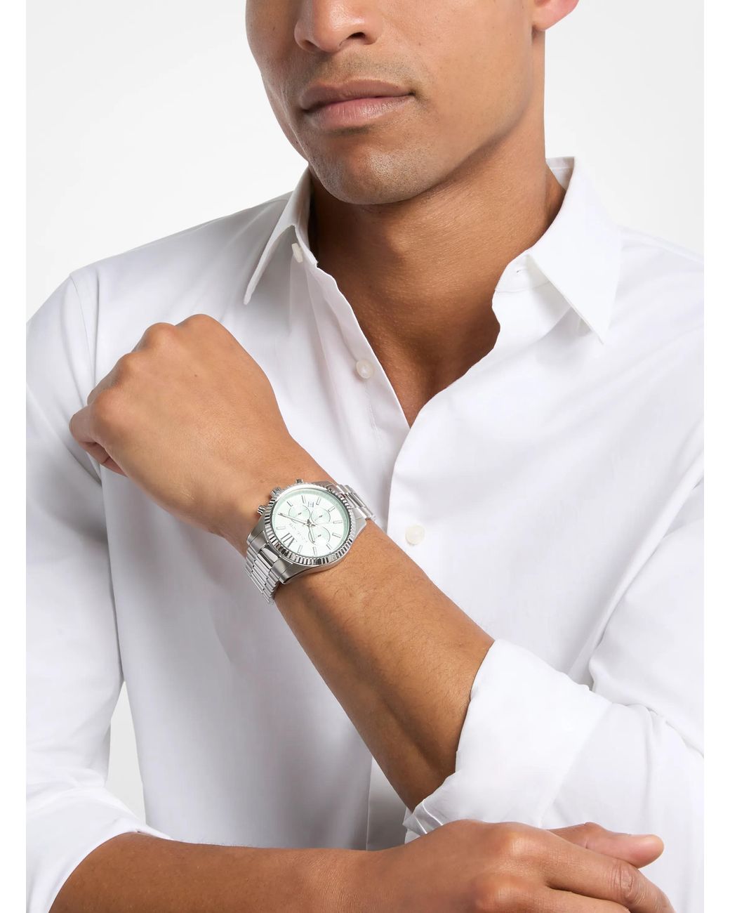 Michael Kors Metallic Mk Oversized Lexington-Tone Watch for men