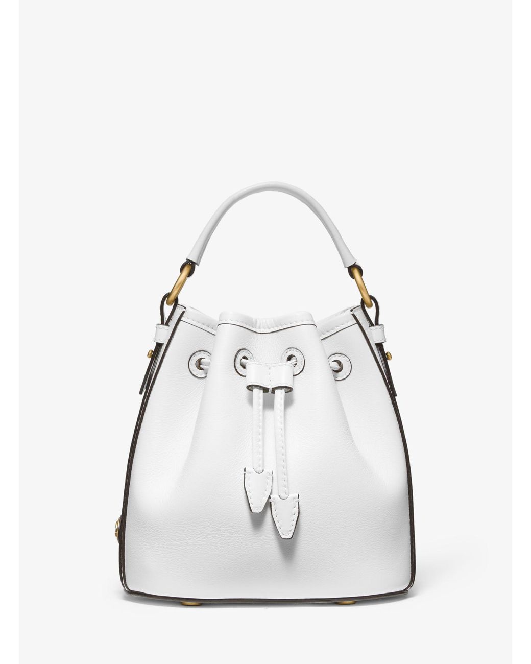 Michael Kors Monogramme Small Leather Bucket Bag in White - Lyst
