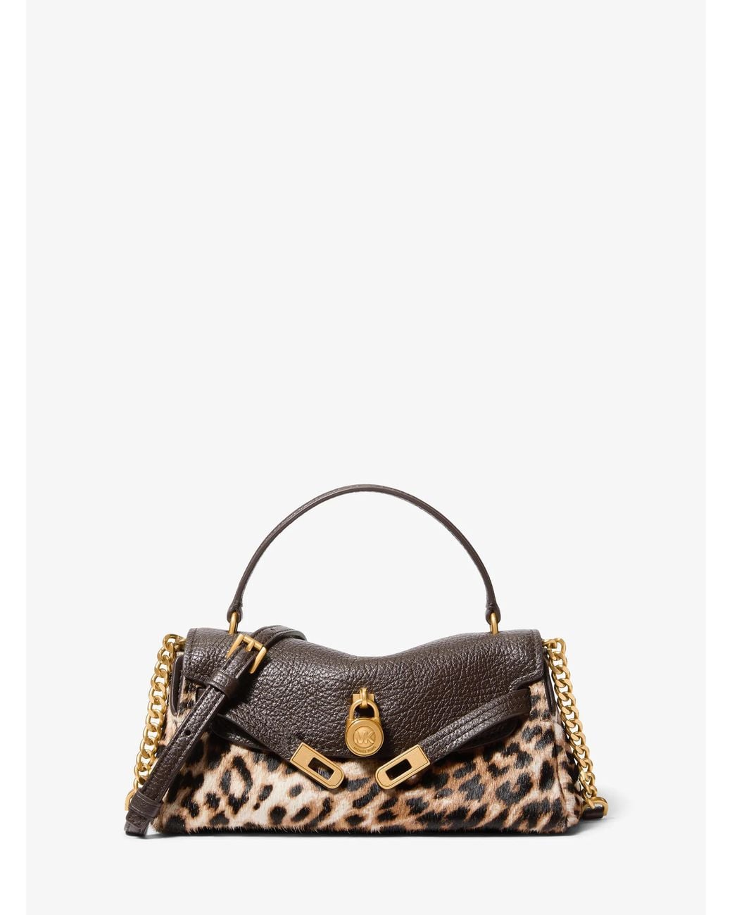 MICHAEL Michael Kors Brown Mk Hamilton Moderne Extra-Small Leather And Leopard Print Calf Hair Slouchy Crossbody Bag