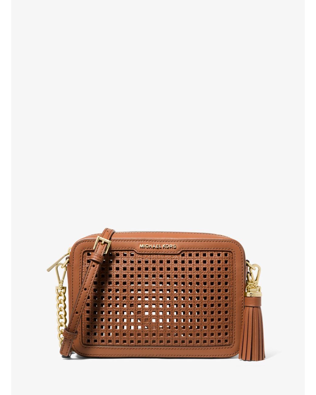 Michael Kors Ginny Medium Perforated Leather Crossbody Bag | Lyst