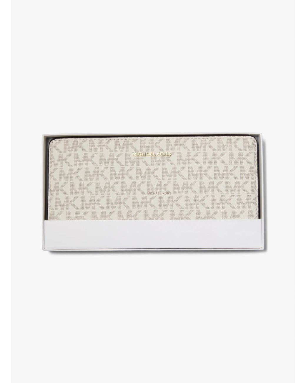 Michael Kors White Mk Bryant Large Signature Logo Snap-Front Wallet