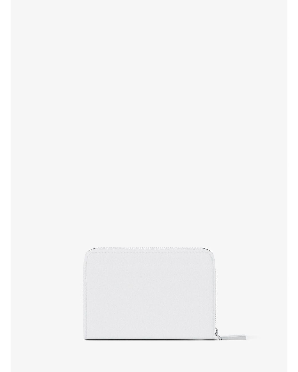 MICHAEL Michael Kors White Mk Jet Set Small Pebbled Leather Zip-Around Card Case
