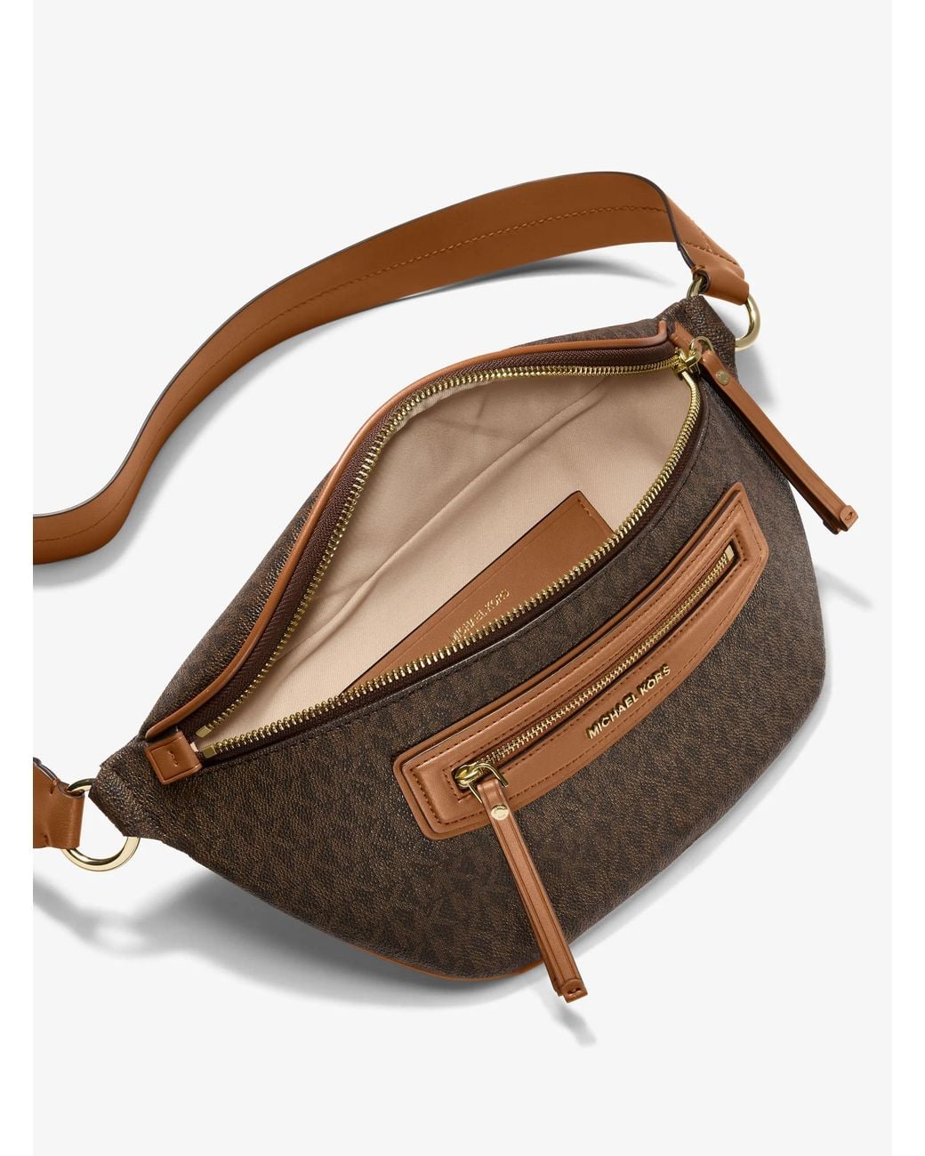 MICHAEL Michael Kors Brown Mk Jet Set Travel Medium Signature Logo Sling Pack