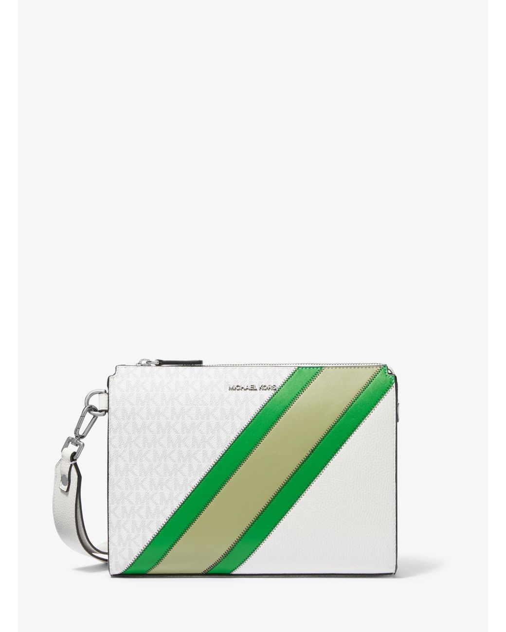 Michael Kors Cooper Logo Stripe And Faux Leather Wristlet in Green for Men  | Lyst