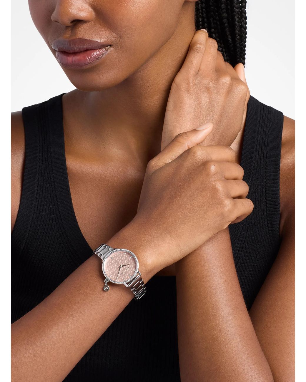 Michael Kors White Mk Mini Pyper Pavé-Tone Watch