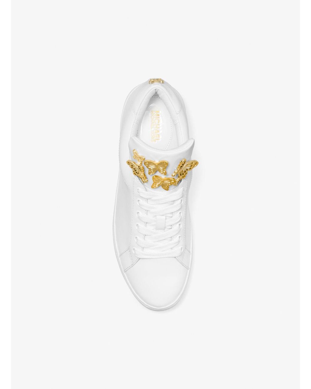 height captain the first Michael Kors Mindy Butterfly Appliqué Leather Sneaker in White | Lyst