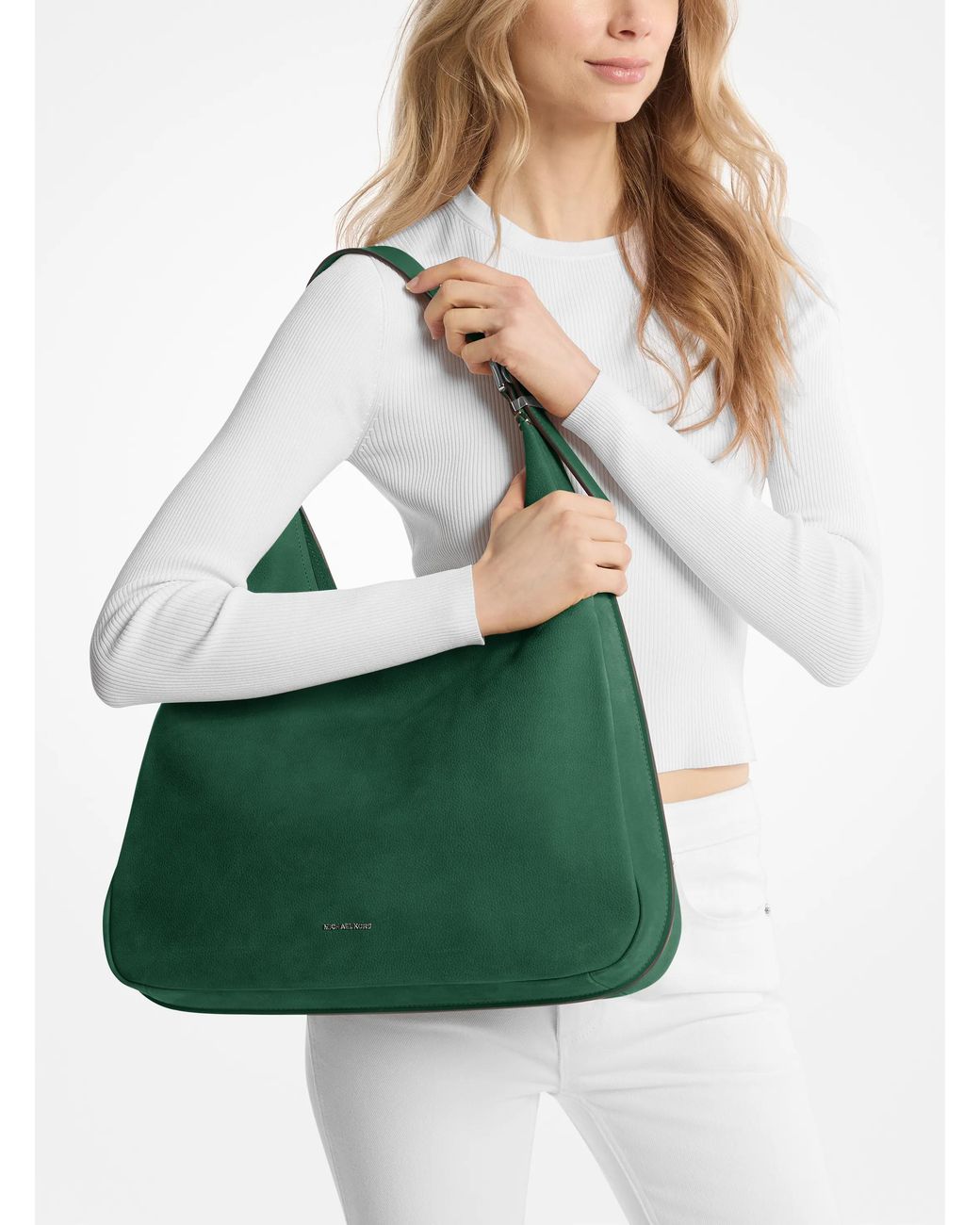 MICHAEL Michael Kors Green Mk Nolita Large Nubuck Hobo Shoulder Bag