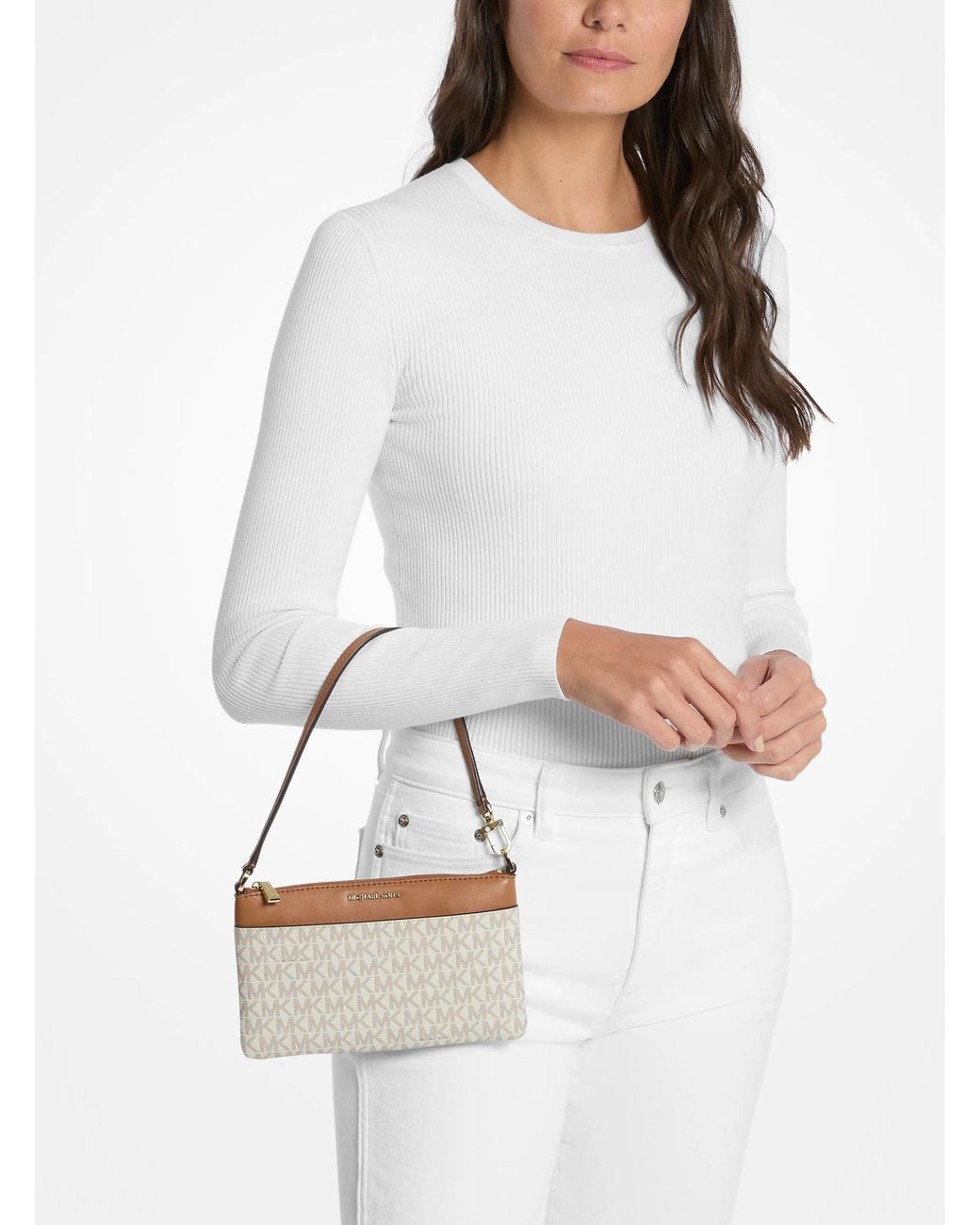 MICHAEL Michael Kors Gray Michael Kors Jet Set Medium Signature Logo Wristlet