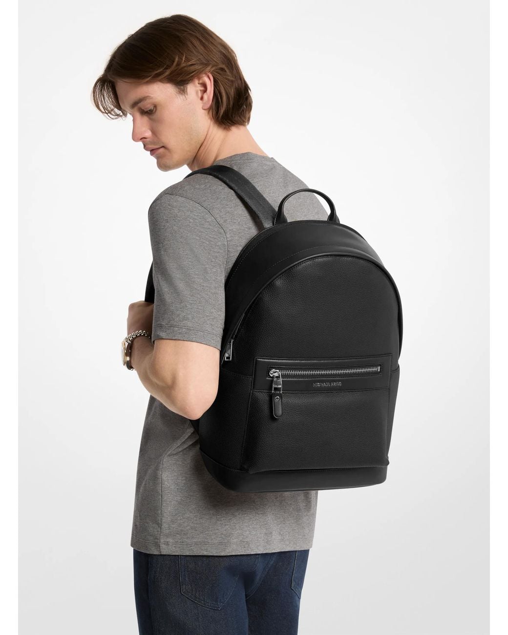 Michael Kors Black Jet Set Pebbled Leather Backpack for men