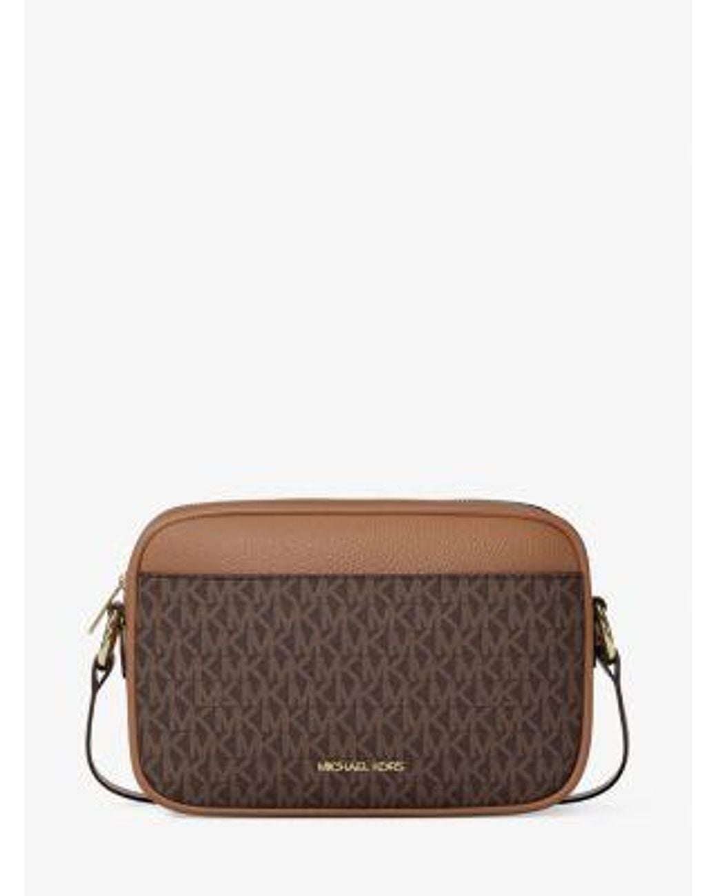 Michael Kors Brown Jet Set Travel Large Signature Logo Camera Crossbody Bag