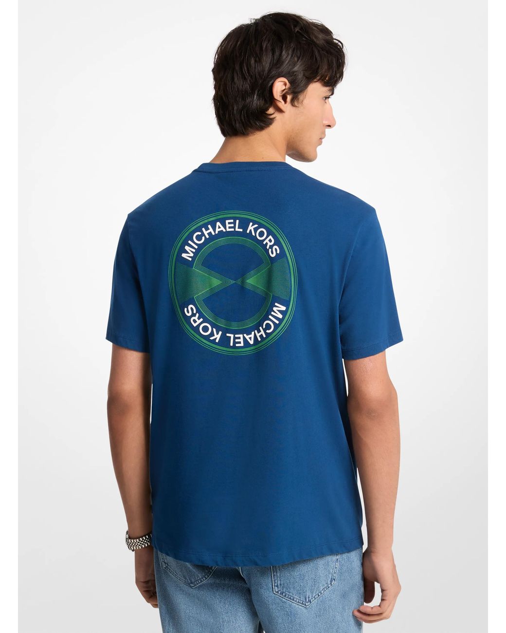 Michael Kors Blue Mk Graphic Logo Cotton T-Shirt for men