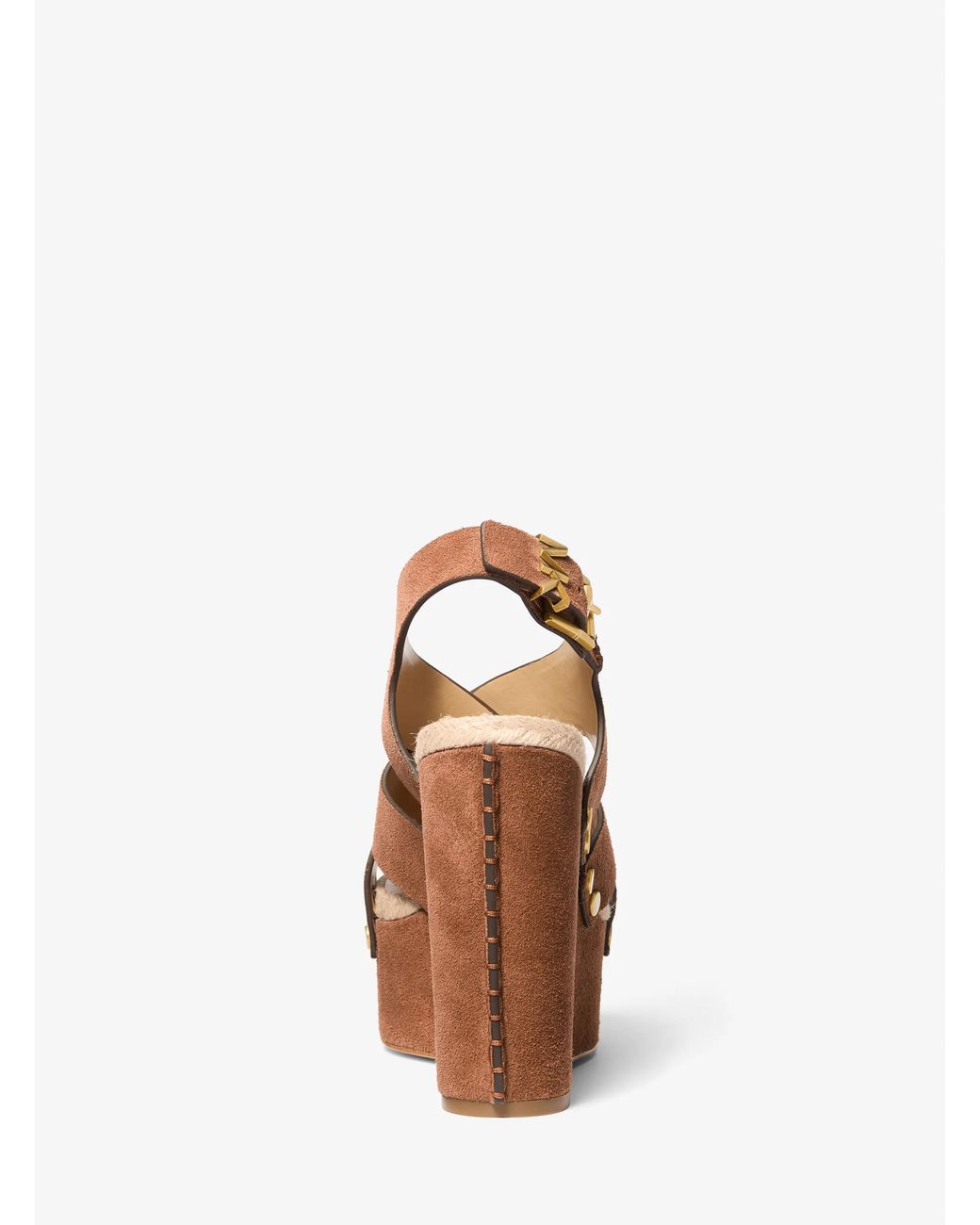 MICHAEL Michael Kors Brown Mk Raven Studded Suede Wedge Sandal