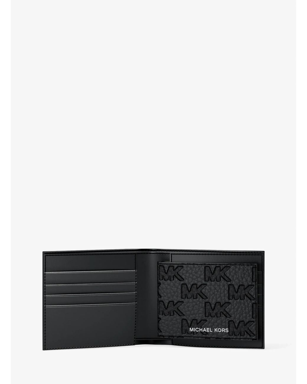 Michael Kors White Michael Kors Hudson Logo Embossed Leather Billfold Wallet And Passcase for men