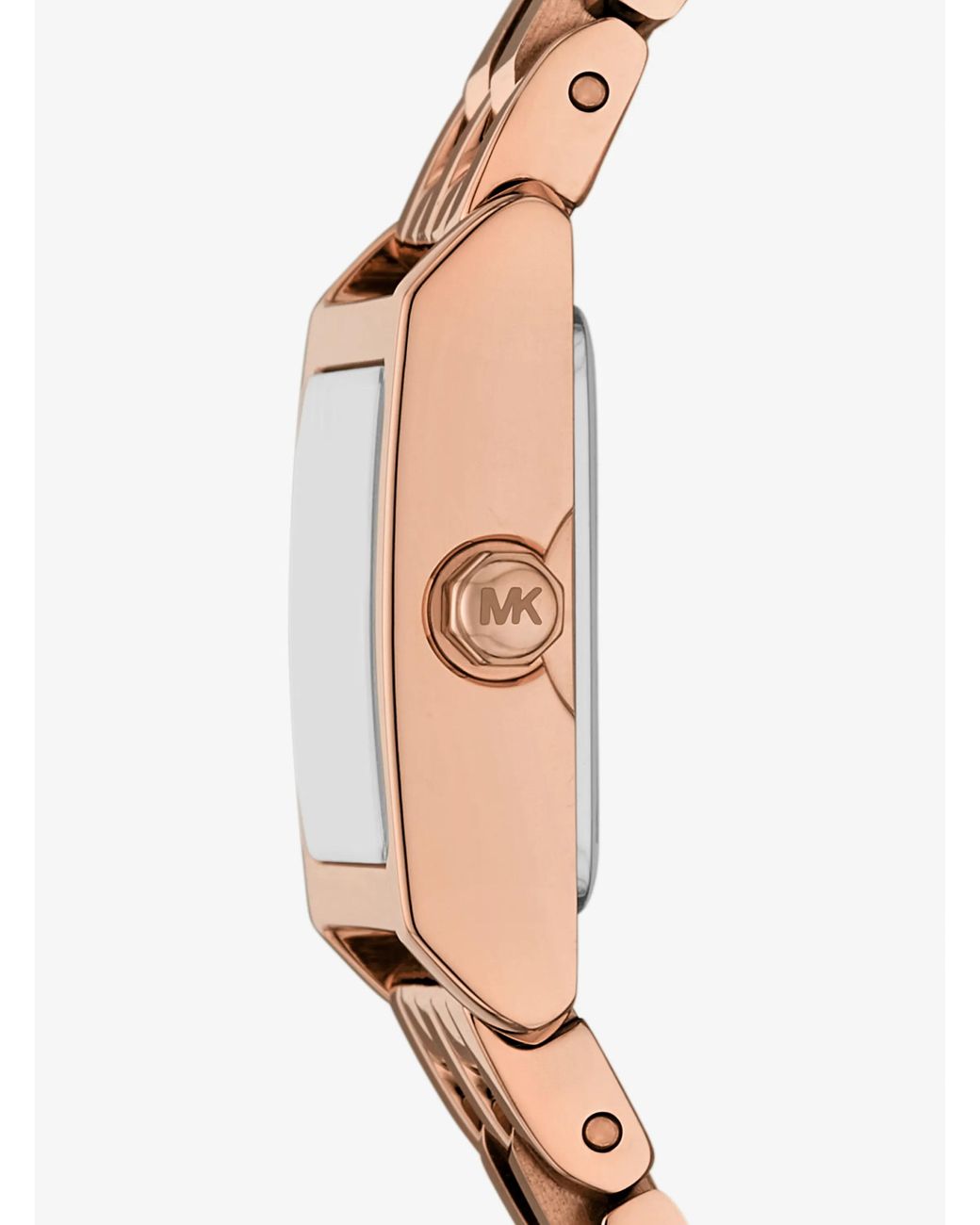 Michael Kors White Mk Micro Georgie Rose- Tone Watch