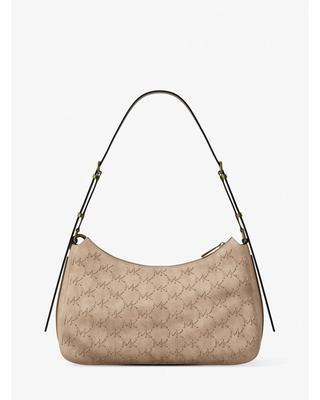 Michael Kors Natural Nolita Medium Whipstitched Logo Leather Shoulder Bag