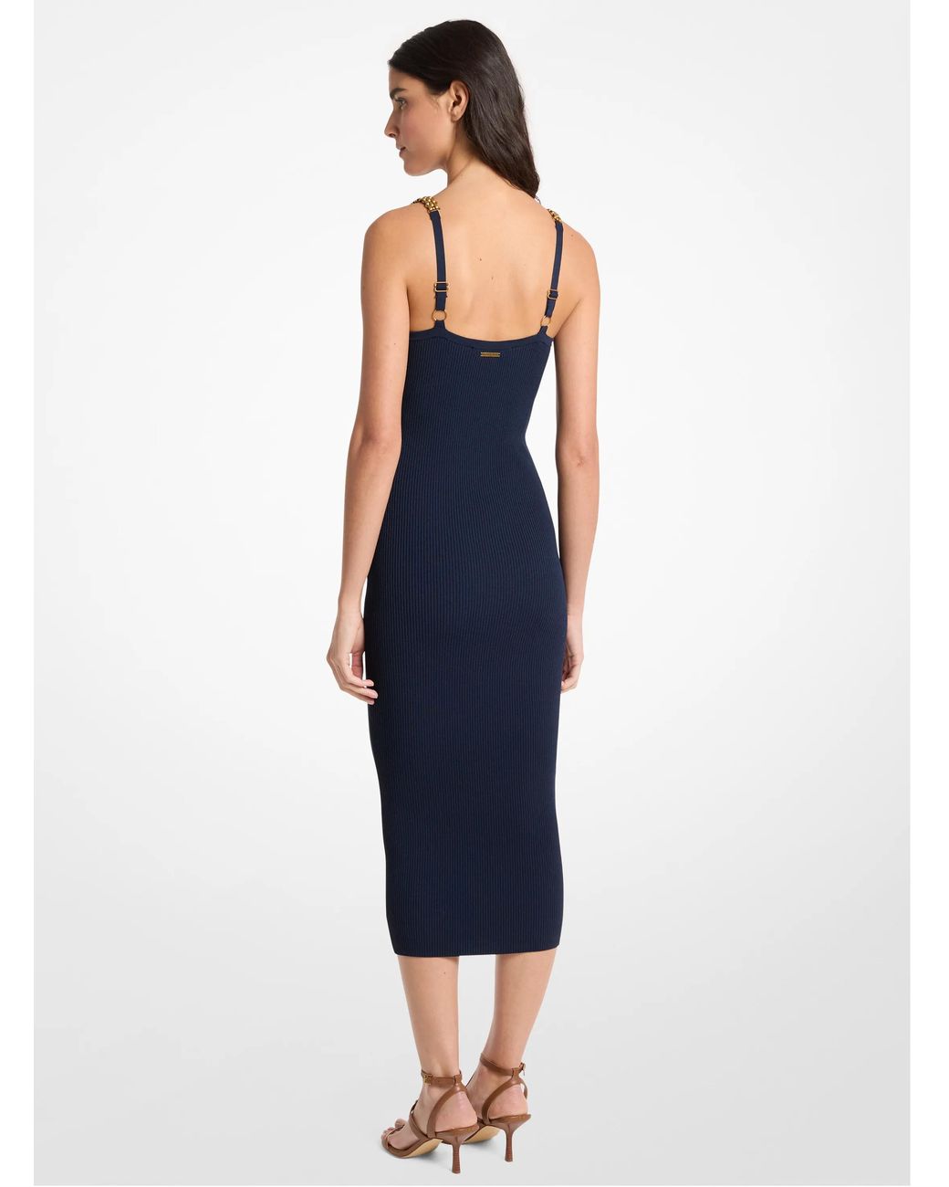 MICHAEL Michael Kors Blue Mk Embellished Ribbed Knit Tank Dress