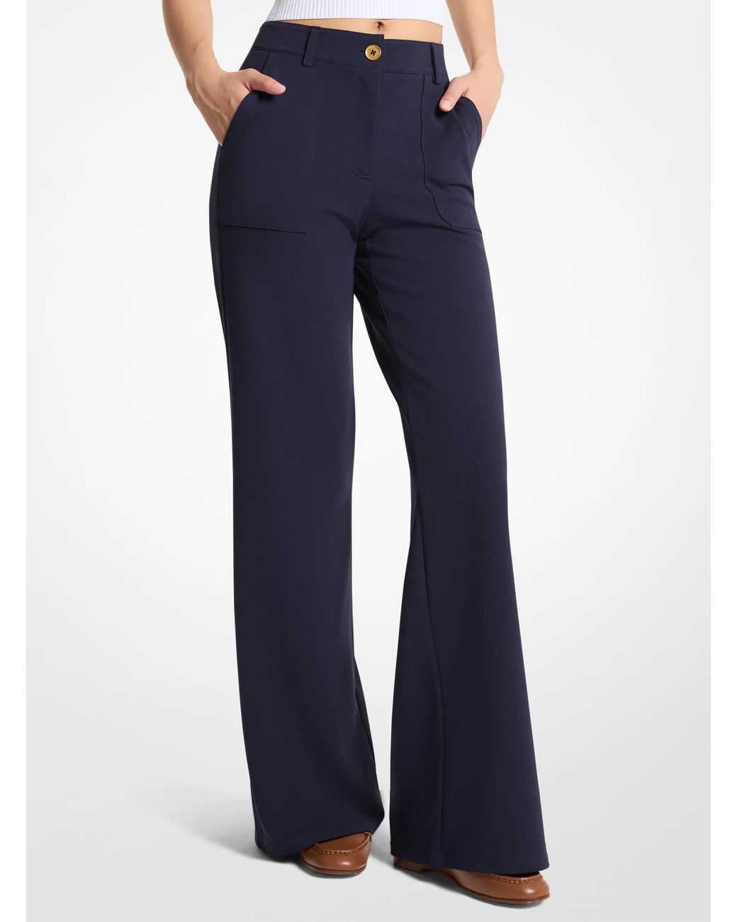MICHAEL Michael Kors Blue Mk Scuba Crepe Bootcut Trousers