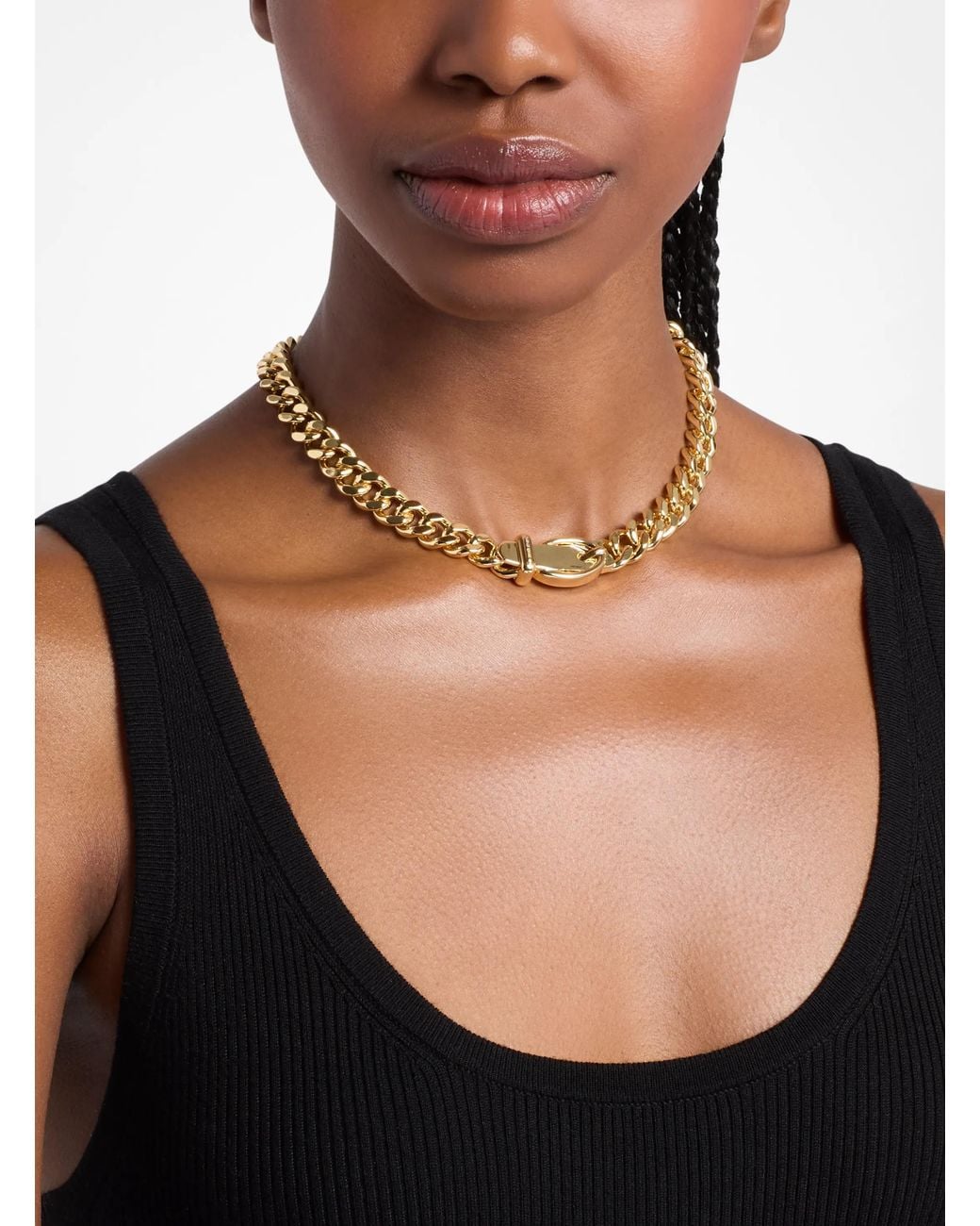 Michael Kors Metallic Buckle Chain-Link Necklace