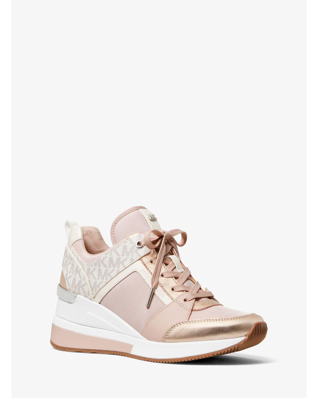 michael kors georgie logo and leather trainer