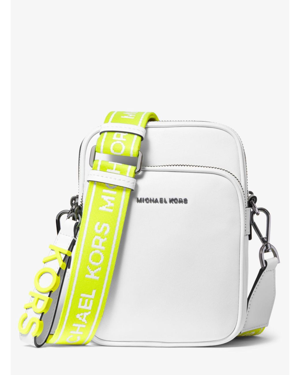 Michael Kors Manhattan Medium Contrast Trim Satchel Crossbody Bag Black Neon  - Michael Kors bag - | Fash Brands