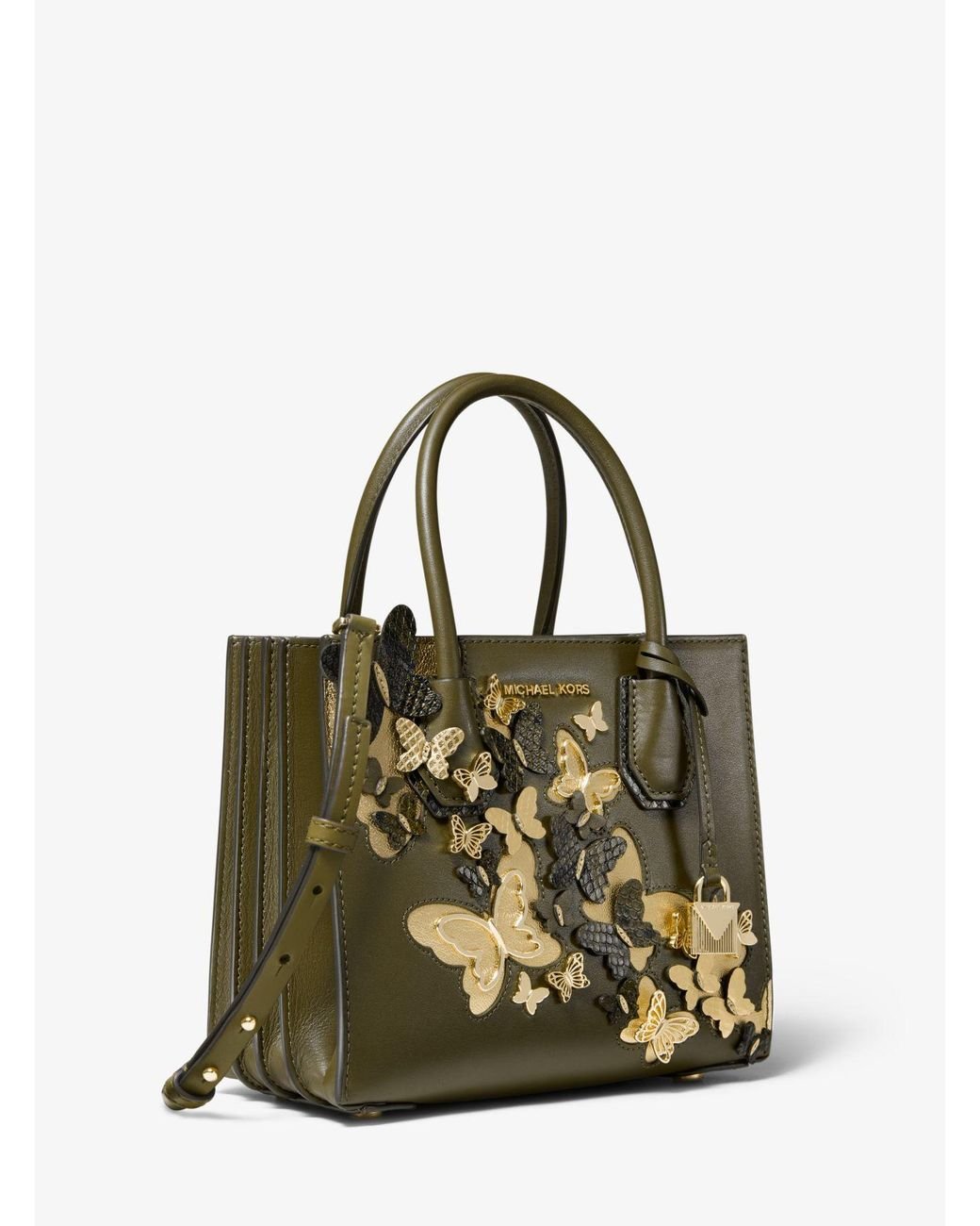 Michael Kors Mercer Medium Butterfly Embellished Leather Accordion Crossbody Bag in Green Lyst