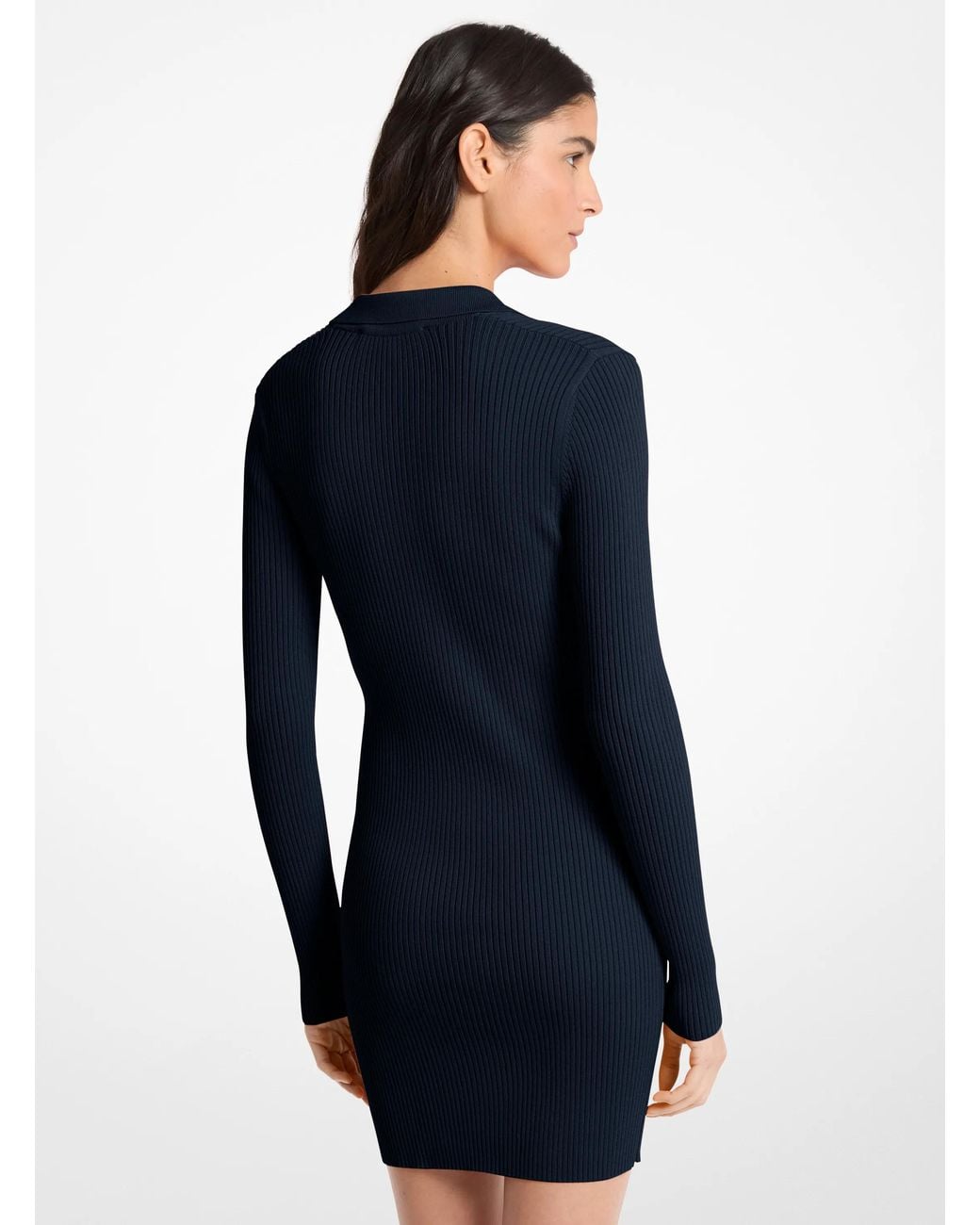 MICHAEL Michael Kors Blue Mk Stretch Knit Lace-Up Polo Dress