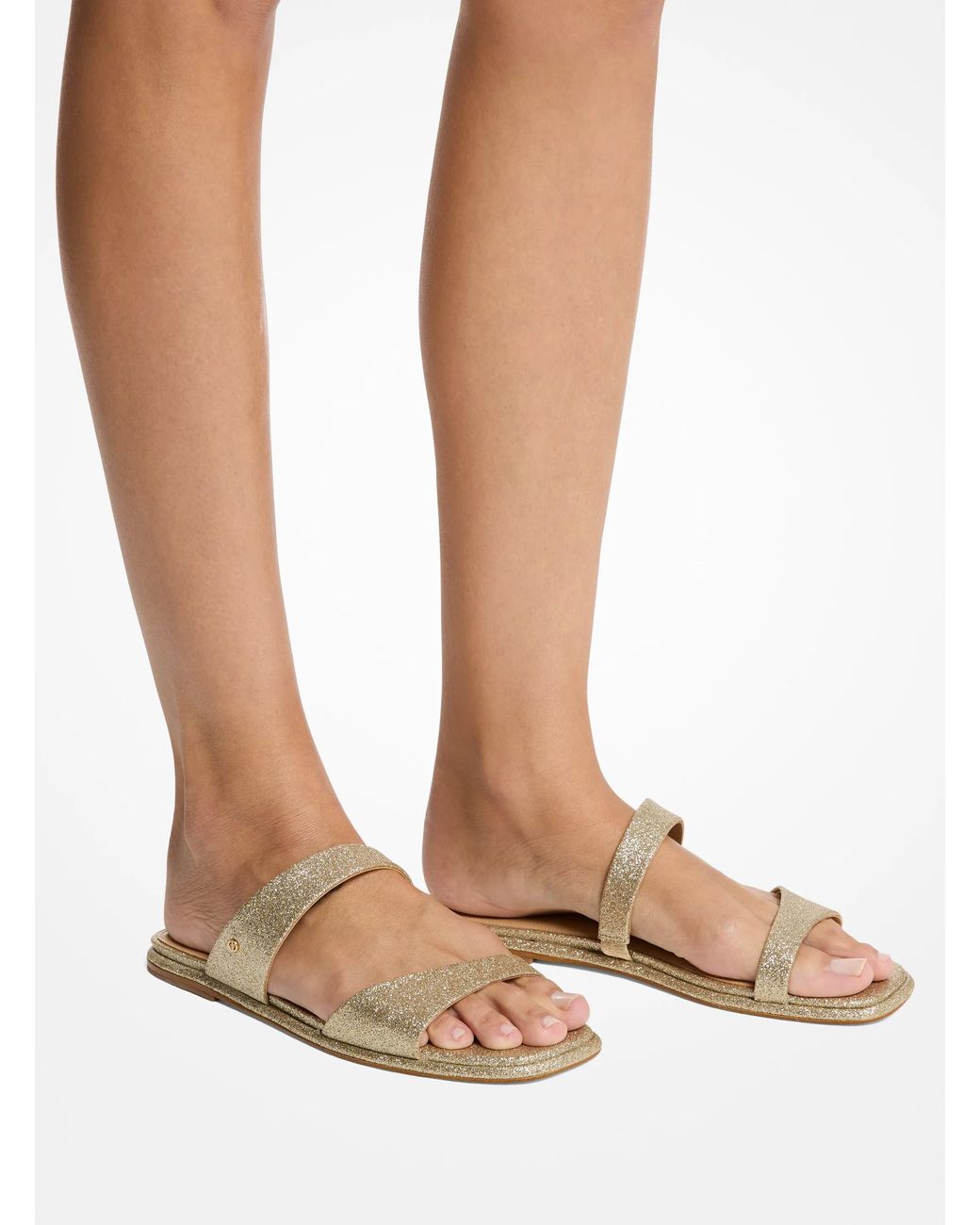 MICHAEL Michael Kors Natural Mk Jaida Glitter Embellished Leather Sandal