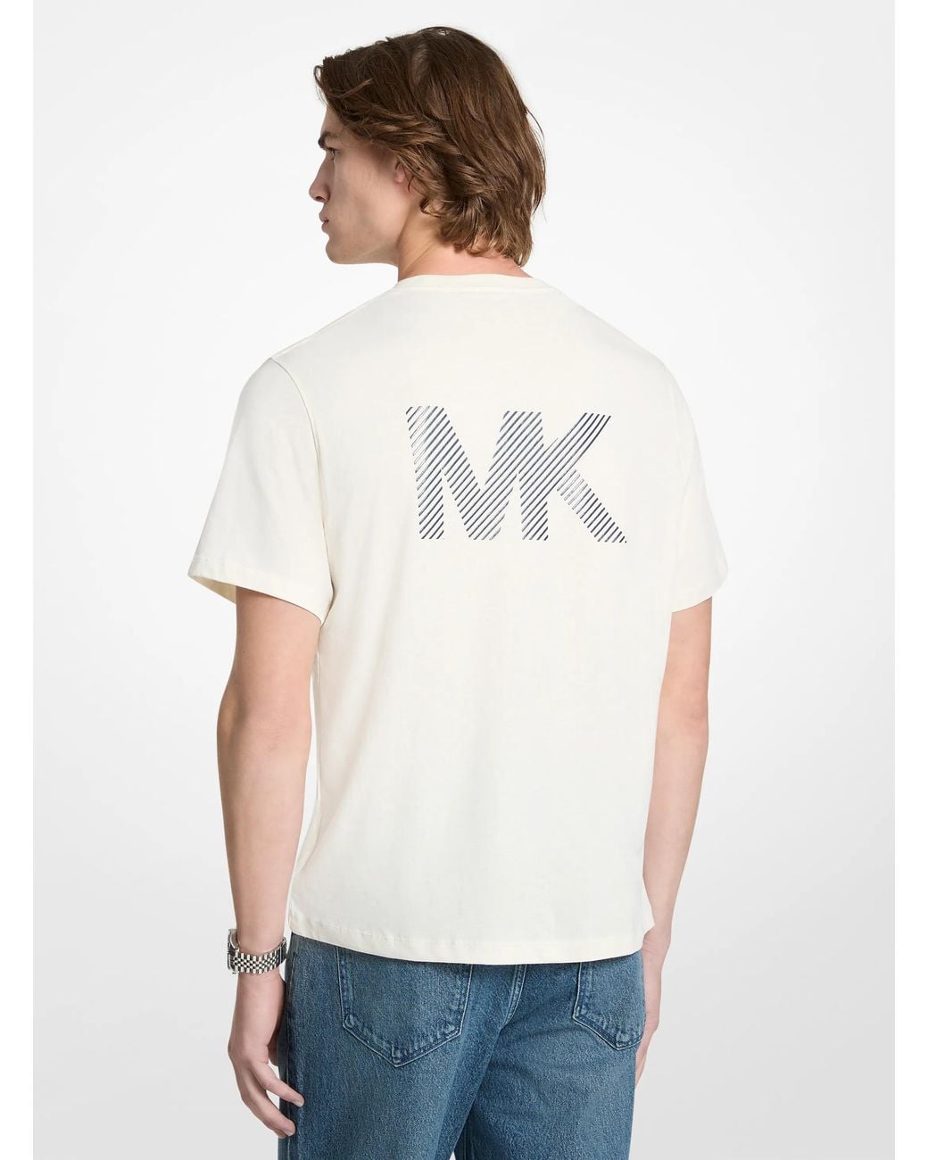 Michael Kors White Mk Graphic Logo Cotton Jersey T-Shirt for men