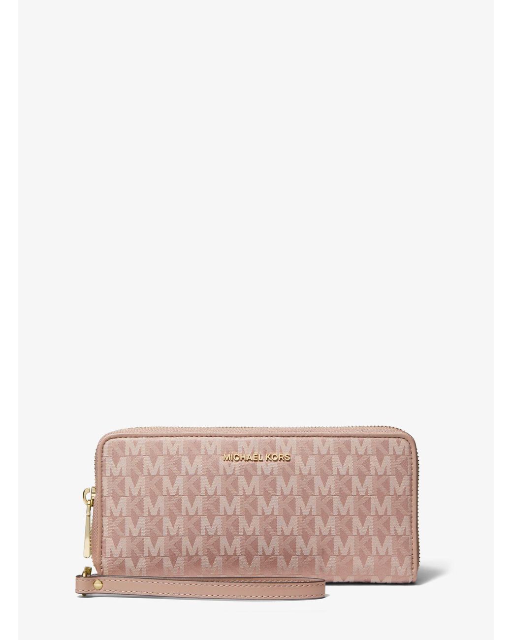 Michael Kors Large Logo Jacquard Continental Wallet in Natural | Lyst