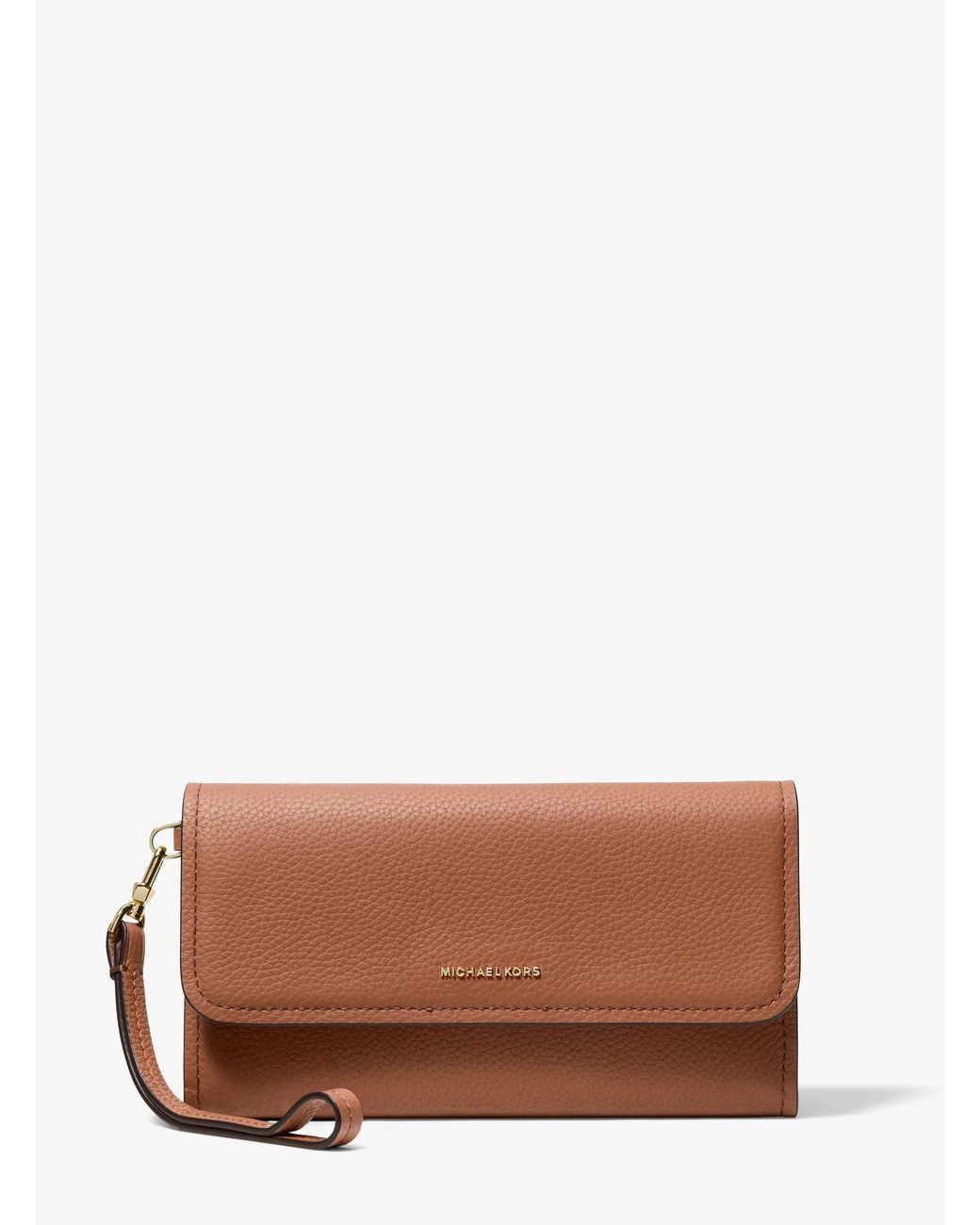 MICHAEL Michael Kors Brown Mk Jet Set Medium Pebbled Leather Smartphone Wristlet