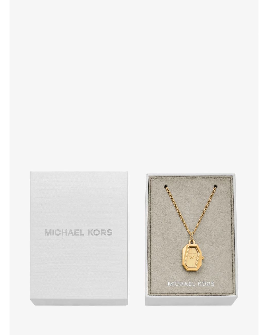Michael Kors White Mk Suri-Tone Watch Necklace
