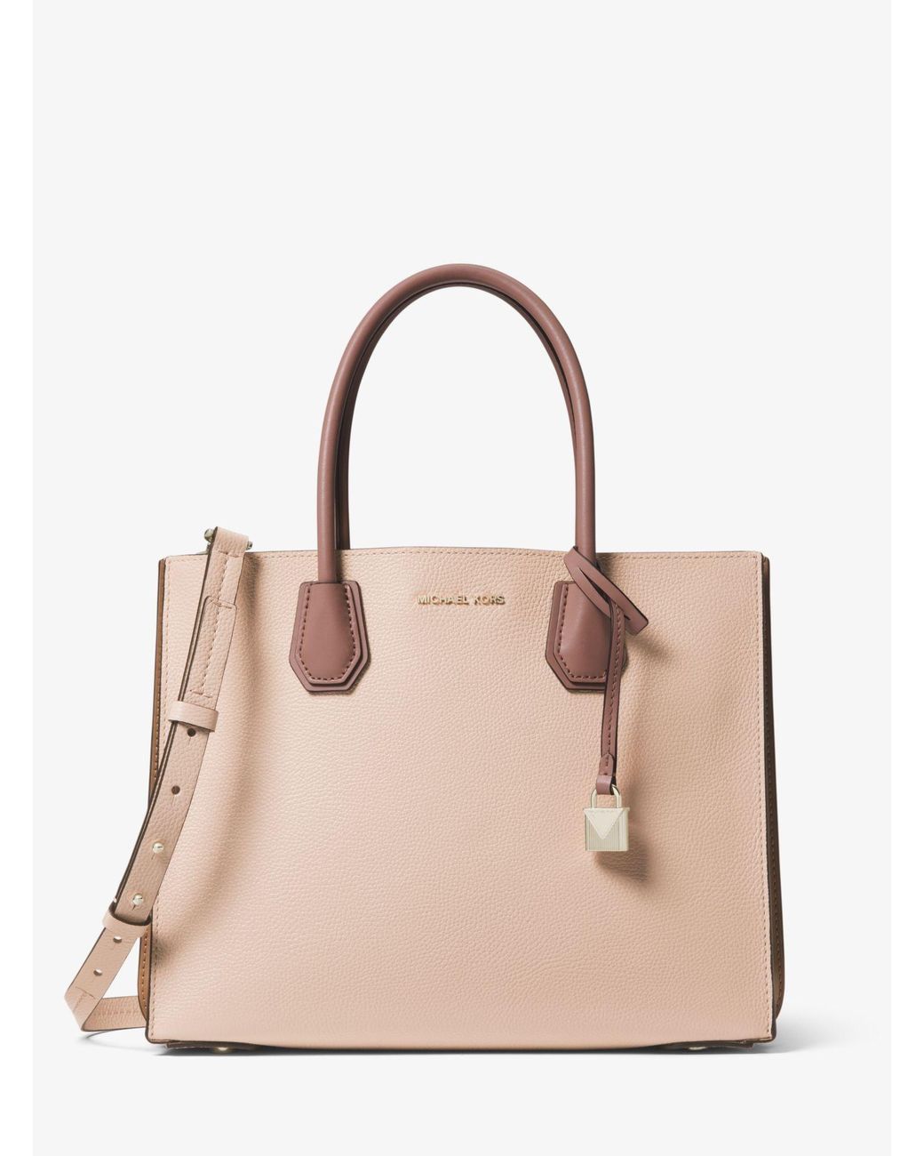 Michael+Kors+Mercer+Large+Pebbled+Leather+Accordion+Tote+Soft+Pink+30T8TM9T3L  for sale online
