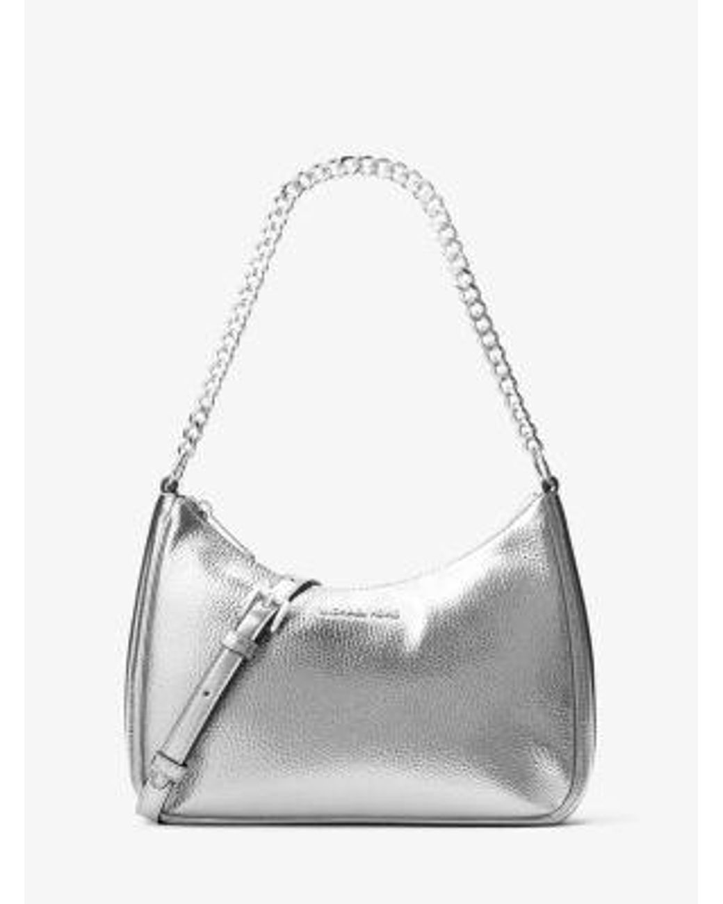 Michael Kors White Jet Set Travel Large Metallic Convertible Crossbody Bag