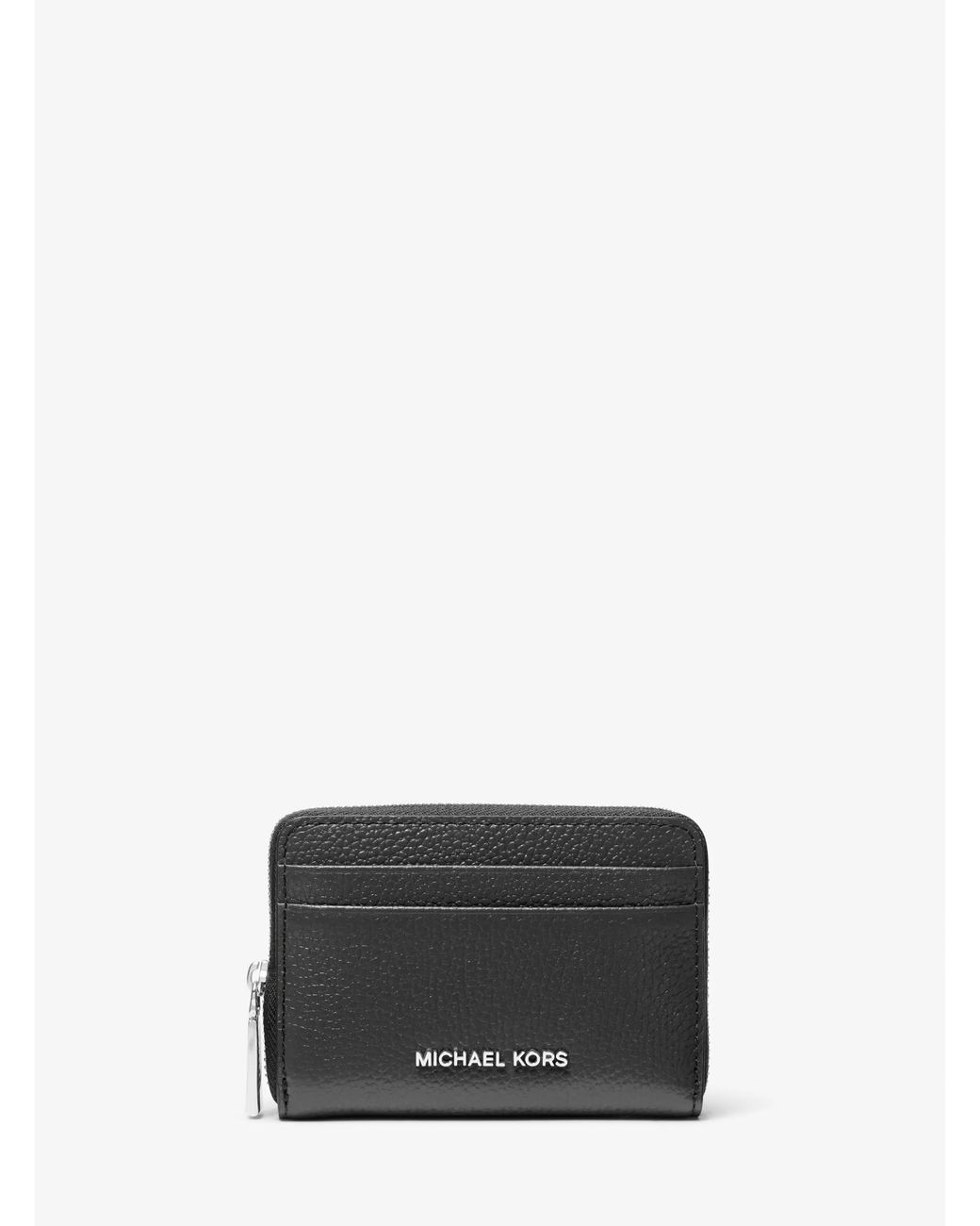 MICHAEL Michael Kors White Mk Jet Set Small Pebbled Leather Zip-Around Card Case