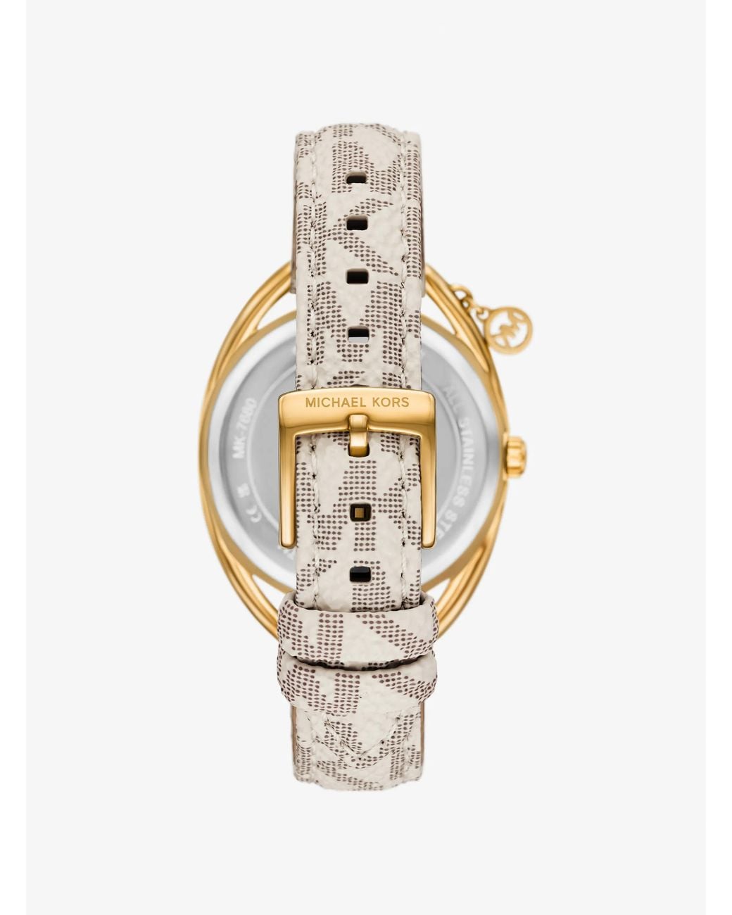 Michael Kors Metallic Mk Mini Leia-Tone And Signature Logo Strap Watch