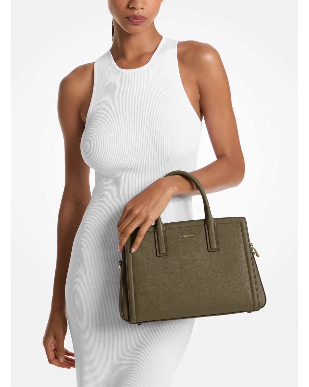 MICHAEL Michael Kors Green Mk Laila Medium Leather Satchel
