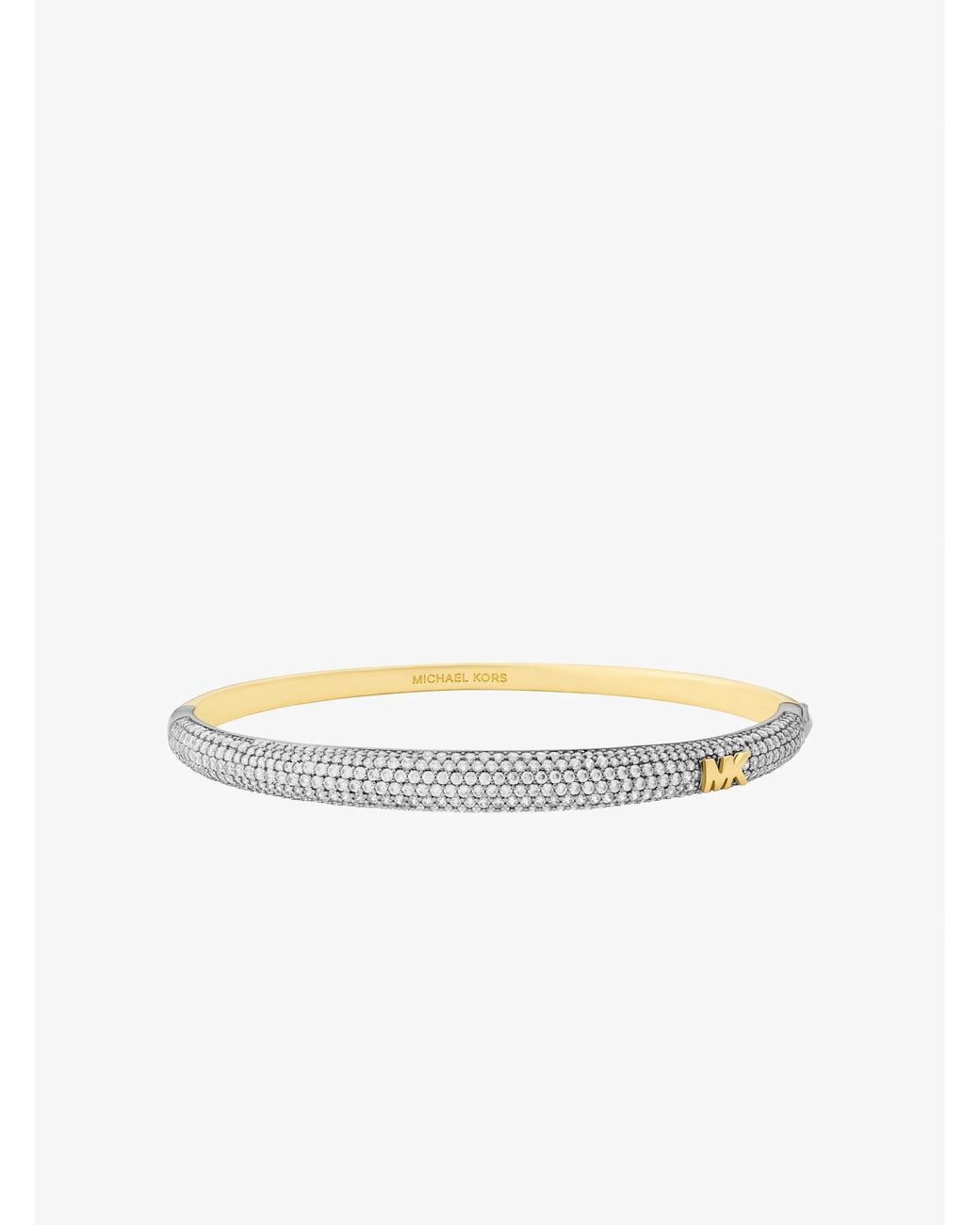 Michael Kors White Pavé Two-Tone Dome Bangle