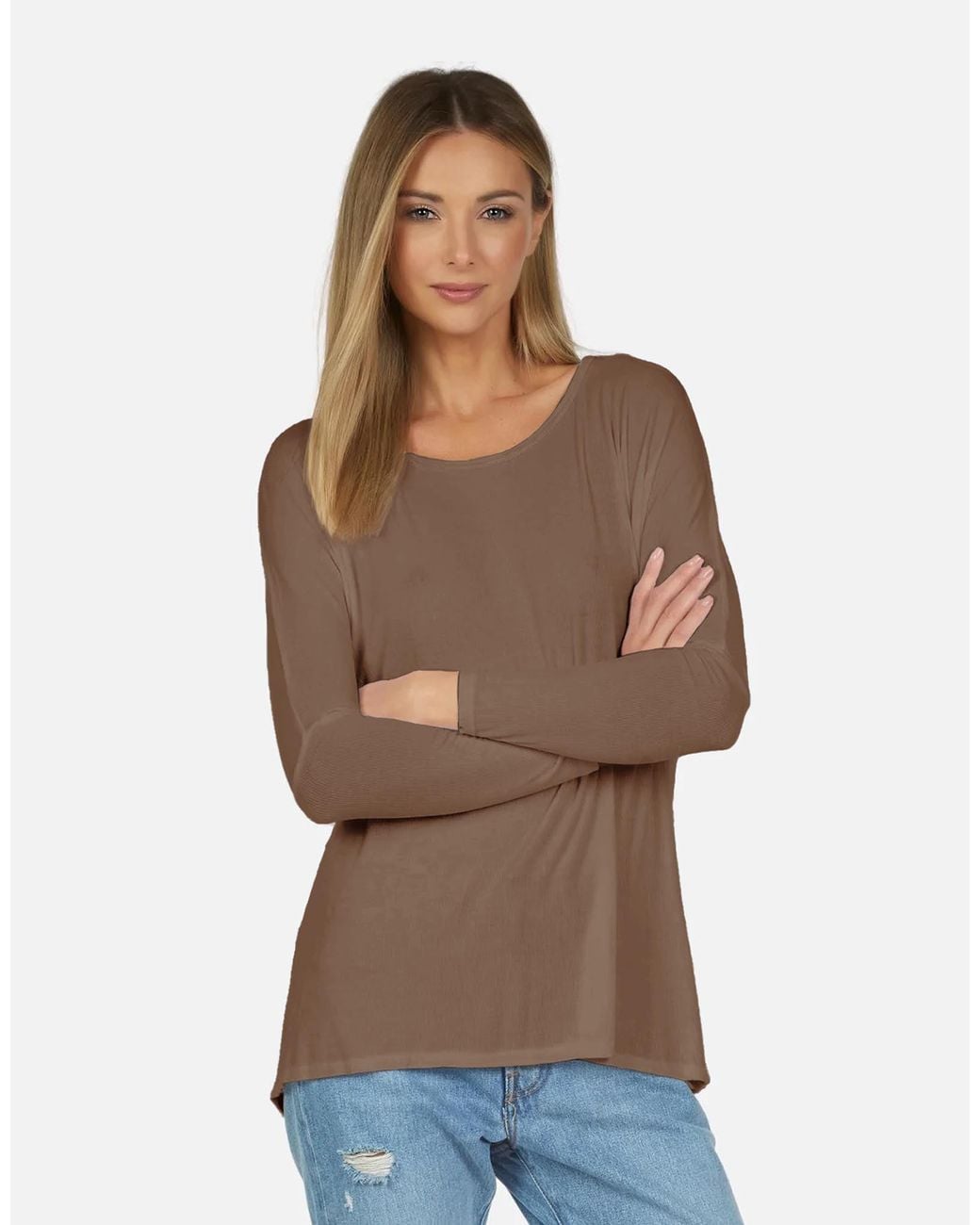 Michael Lauren Brown Hunter Core Draped Tee