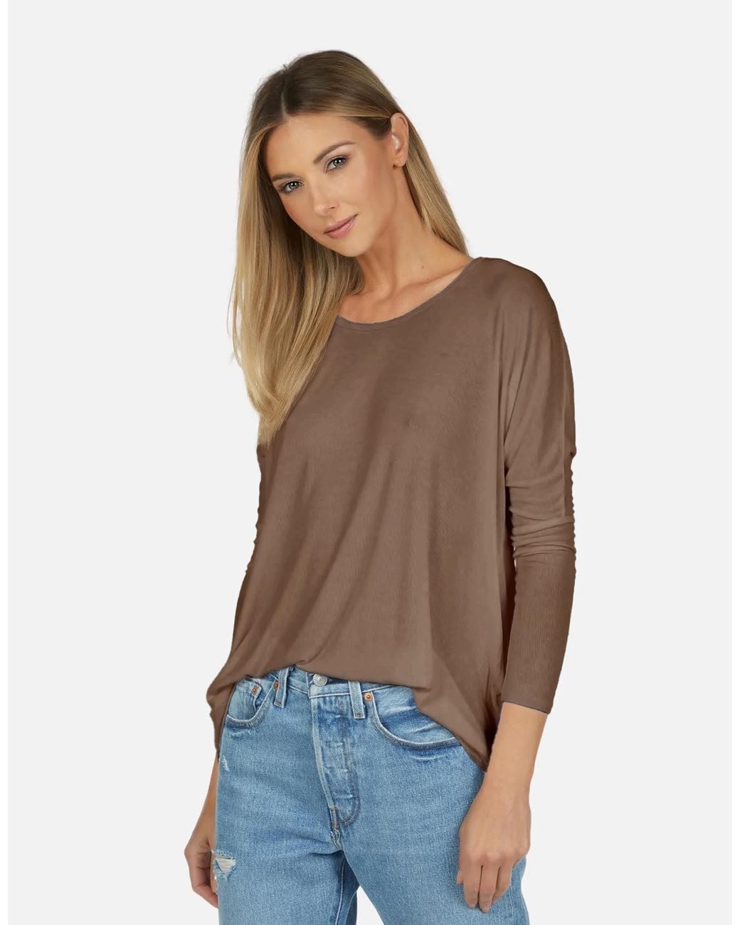 Michael Lauren Brown Hunter Core Draped Tee